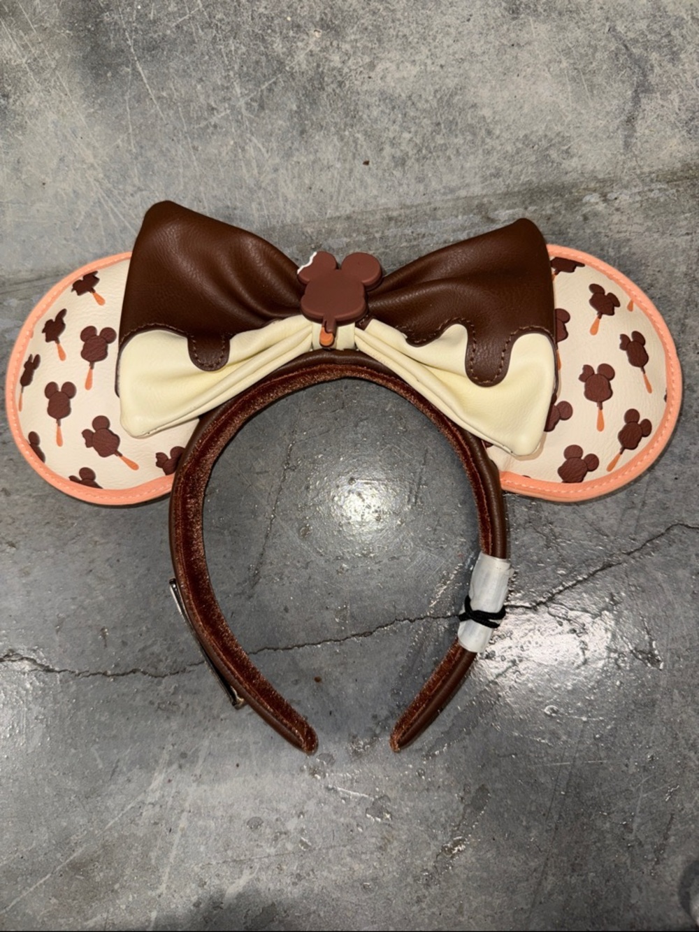 Disney Brown & Cream Ice Cream Pop Minnie Ear Headband with Pink Trim